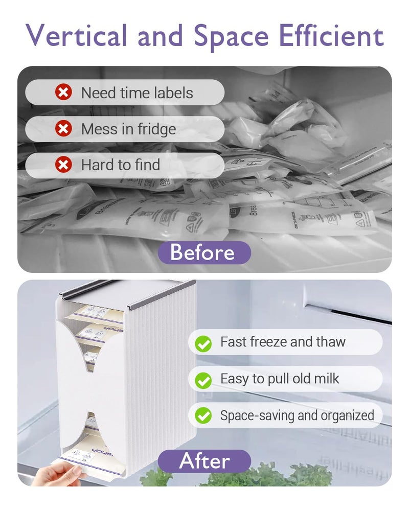 E1vee1 Freeze Organizer and Tower for Breastmilk Storage Bags, First-in First-Out Container Storing System with Quick-Freeze Tray to Freezing Breastmilk, Reusable and Breastfeeding Essentials - Image 4